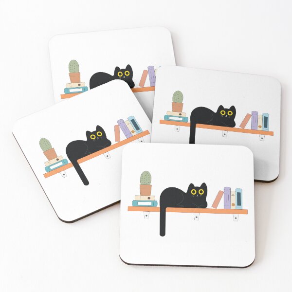 Item preview, Black Cat on Bookshelf – Bookish Reader & Library Lover designed and sold by The High Hippo.