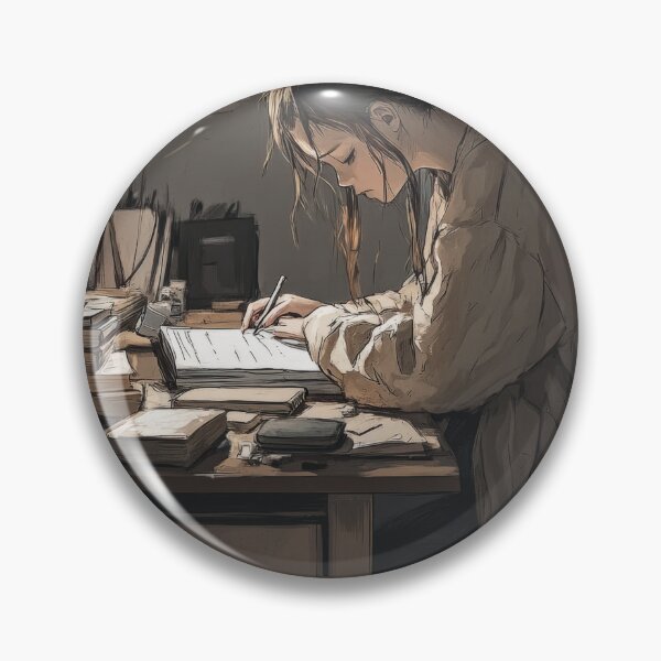 Item preview, A student concentrating on his studies at a desk lit by warm light, in a cluttered room, late at night. designed and sold by Jerhus.
