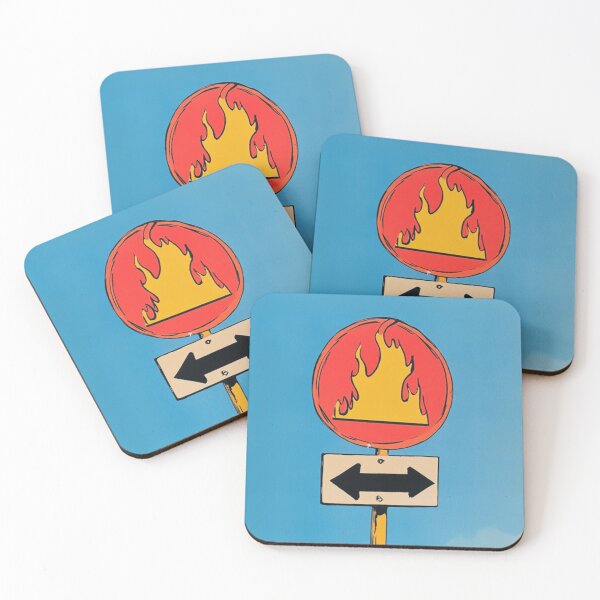 Item preview, Fire Warning Sign in a Palm-Lined Desert designed and sold by memememescat.
