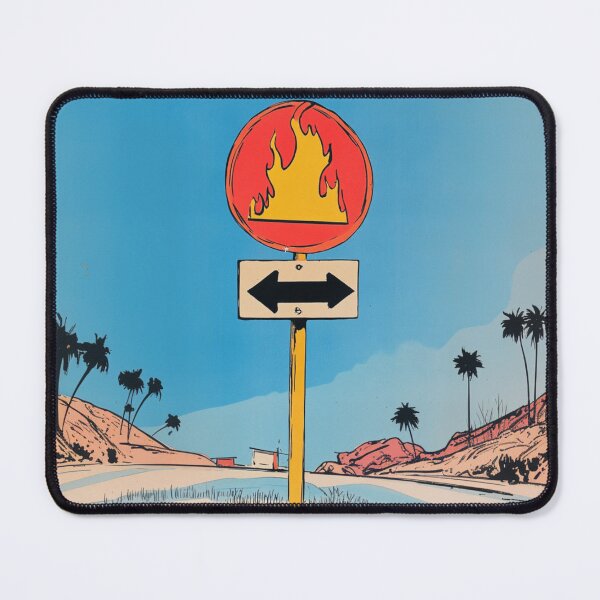 Item preview, Fire Warning Sign in a Palm-Lined Desert designed and sold by memememescat.
