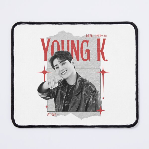 Item preview, DAY6 Young K Members Retro Scrapbook Black and Red Collage Design designed and sold by HELL0WBELLO.