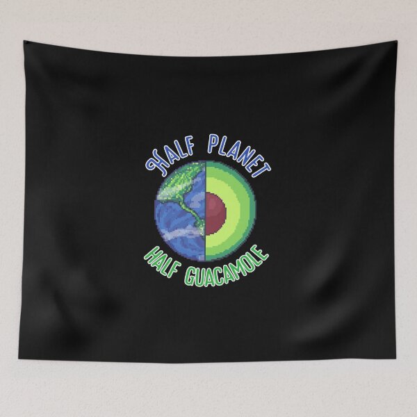 Item preview, half planet half guacamole avocado planet earth pixel art designed and sold by ZerpaGiovanna.