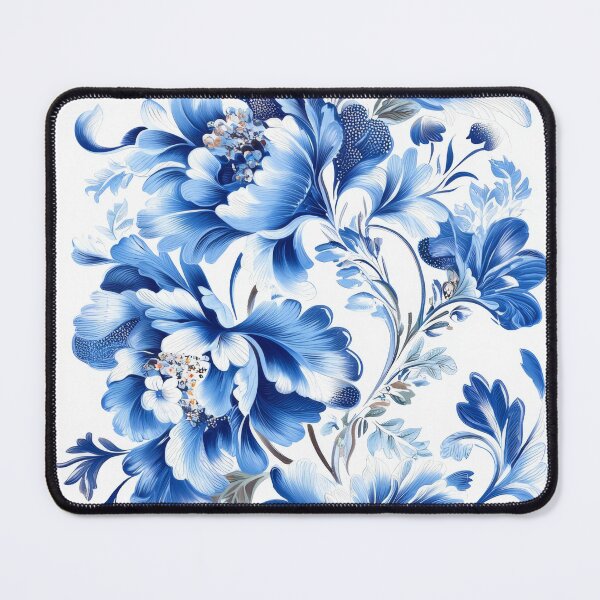 Item preview, Elegant blue floral artwork inspired by Gzhel pottery design designed and sold by TheOctopusRage.