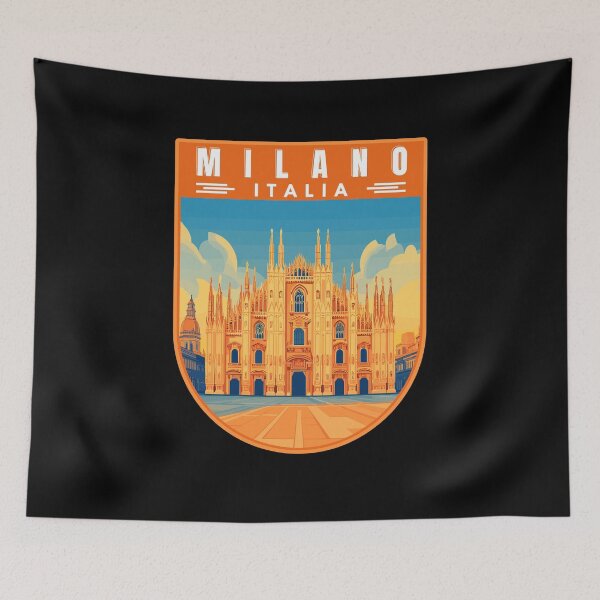 Item preview, Milano in Lombardy Italy Retro Travel Art Emblem designed and sold by MaateoDesign.