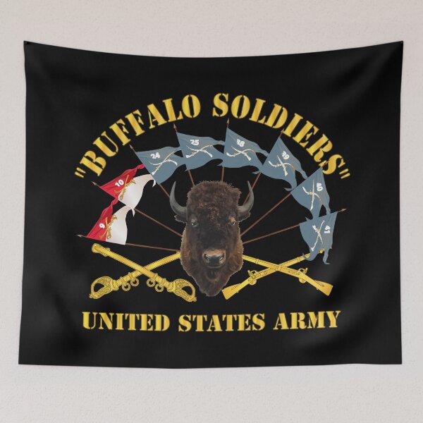 Item preview, Buffalo Soldiers - Infantry - Cavalry Guidons w Buffalo Head - US Army X 300 designed and sold by Military Insignia Products.