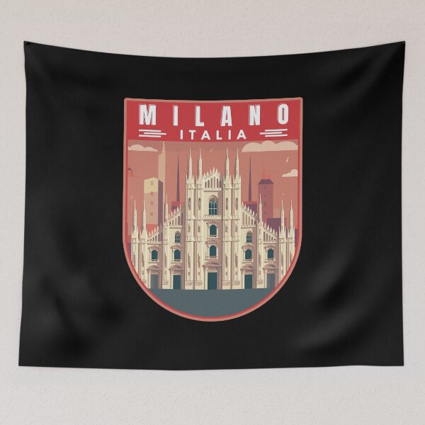 Item preview, Milano in Lombardy Italy Retro Travel Art Emblem designed and sold by MaateoDesign.