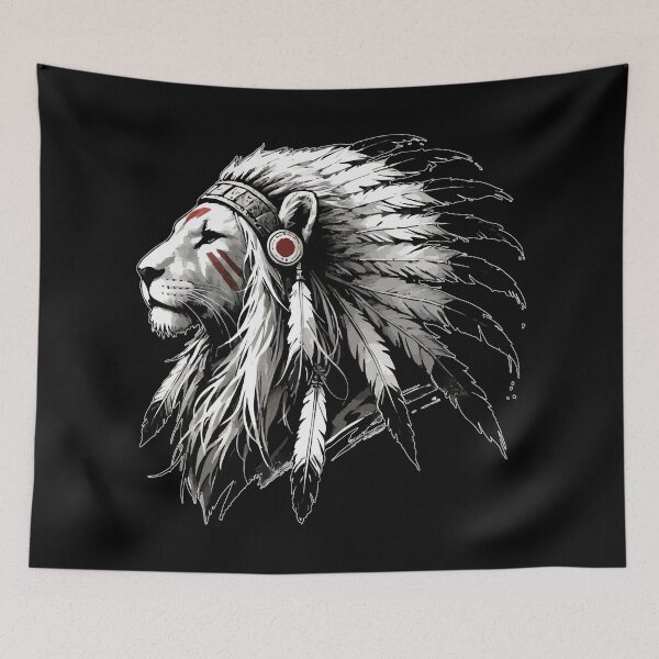 Item preview, Lion War Bonnet Feather Headdress Indian Native American designed and sold by TomFrontierArt.