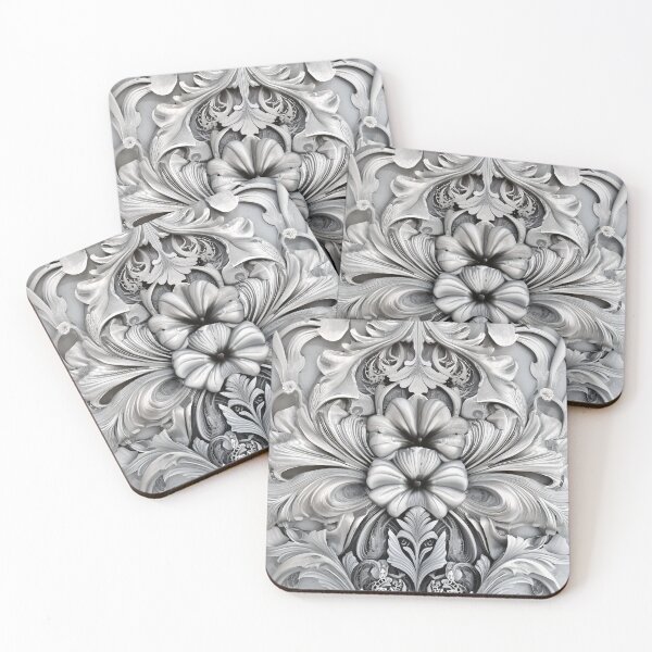 Item preview, Intricate baroque-inspired floral monochrome ornamental design designed and sold by TheOctopusRage.