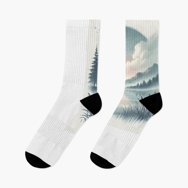 Item preview, Pastel Serenity: A Calm Lake and Misty Mountains designed and sold by Eiadlight.