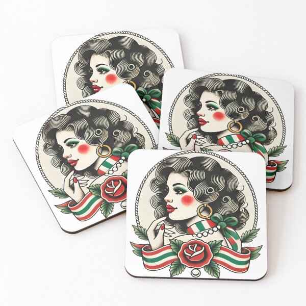 Item preview, Italian Pin-up with Rose - Classic Design designed and sold by Tattee.