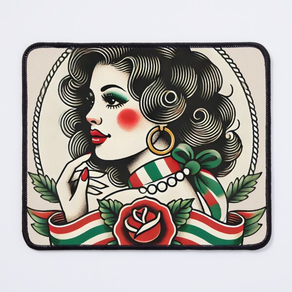 Item preview, Italian Pin-up with Rose - Classic Design designed and sold by Tattee.