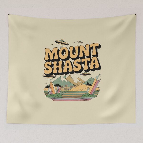 Item preview, Mount Shasta UFO Retro Mountain Crystal Art designed and sold by Mystikos Art.