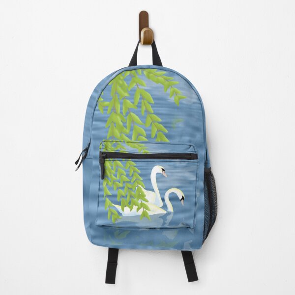 Item preview, Calm Nature painting Blue and Green pair of Swans on the lake designed and sold by amgraphics.