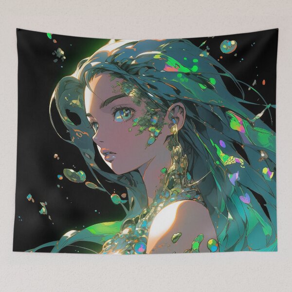 Item preview, Ethereal Glowing Gems Anime Girl designed and sold by bubblegoth.