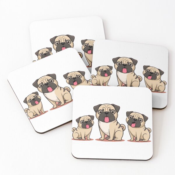 Item preview, Adorable cartoon drawings of three cute pugs sitting together designed and sold by Arun Fernando.
