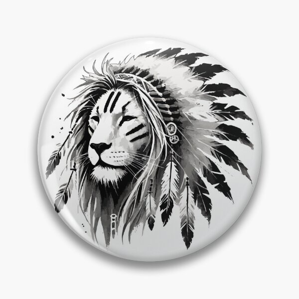 Item preview, Lion War Bonnet Feather Headdress Monochromatic designed and sold by TomFrontierArt.