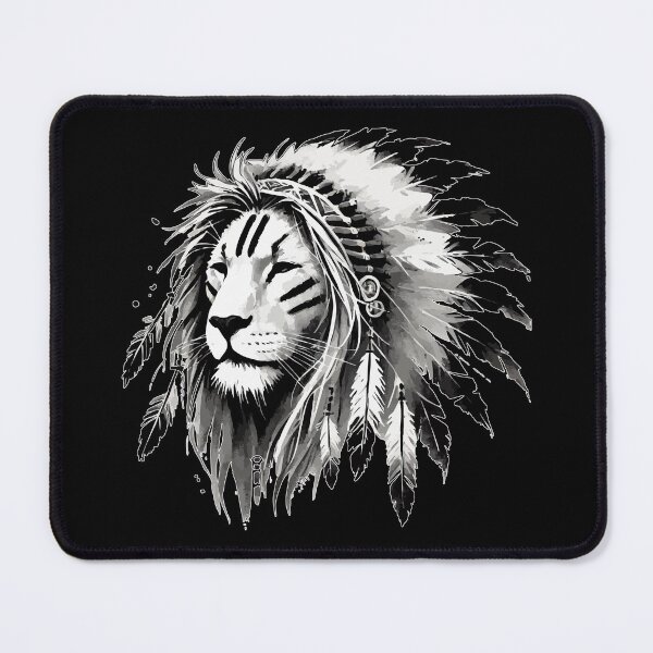 Item preview, Lion War Bonnet Feather Headdress Monochromatic designed and sold by TomFrontierArt.