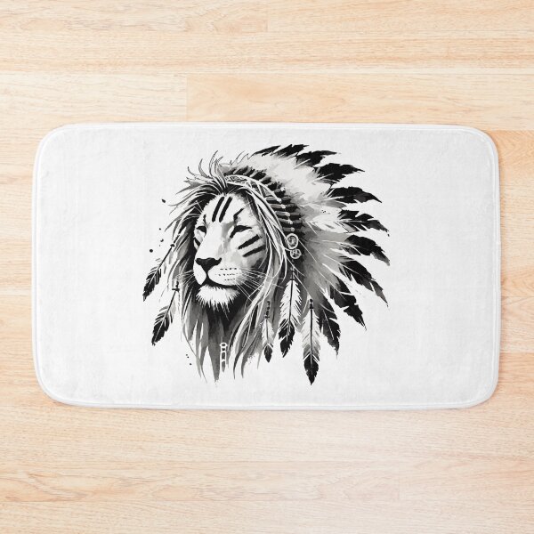 Item preview, Lion War Bonnet Feather Headdress Monochromatic designed and sold by TomFrontierArt.