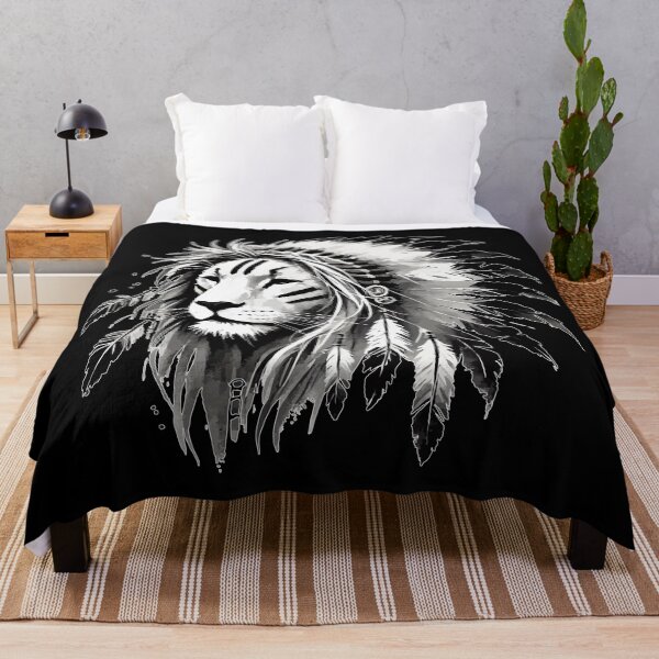 Item preview, Lion War Bonnet Feather Headdress Monochromatic designed and sold by TomFrontierArt.