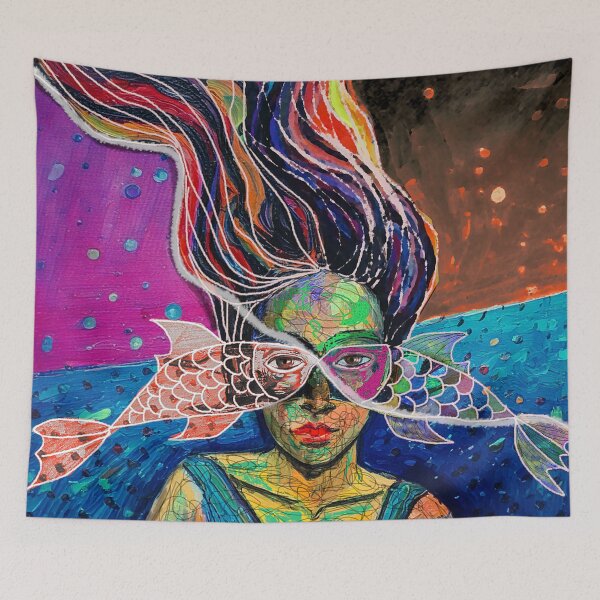 Item preview, woman with fish designed and sold by diulid.