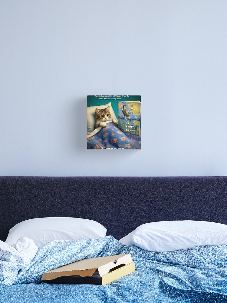 Thumbnail 2 of 3, Canvas Print, The Tenth Life - A Kitten's Horror Story designed and sold by ltcartoons.