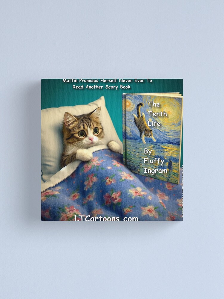 Thumbnail 1 of 3, Canvas Print, The Tenth Life - A Kitten's Horror Story designed and sold by ltcartoons.