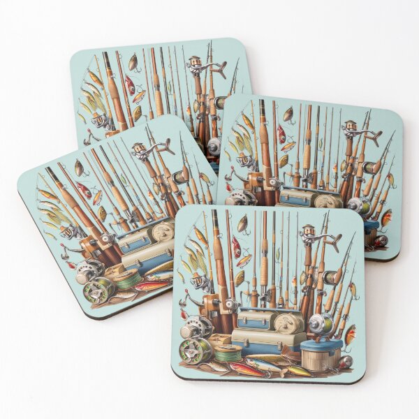 Item preview, Fishing Gear Collage with Rods and Reels designed and sold by EsraaCreations.
