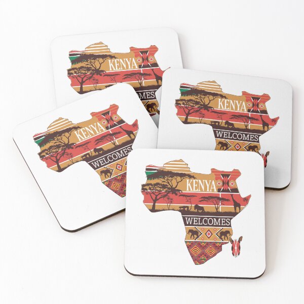 Item preview, Kenya Welcomes Flag Map Safari, Masai, Nairobi designed and sold by AnimalsDH305.