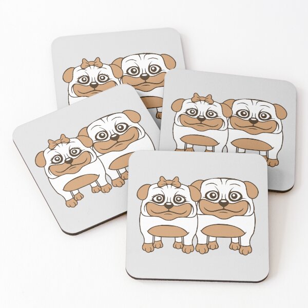 Item preview, 2 Dogs Pug Man Woman Couple Two In Love Love Valentine's Day designed and sold by shirt-o-mat.