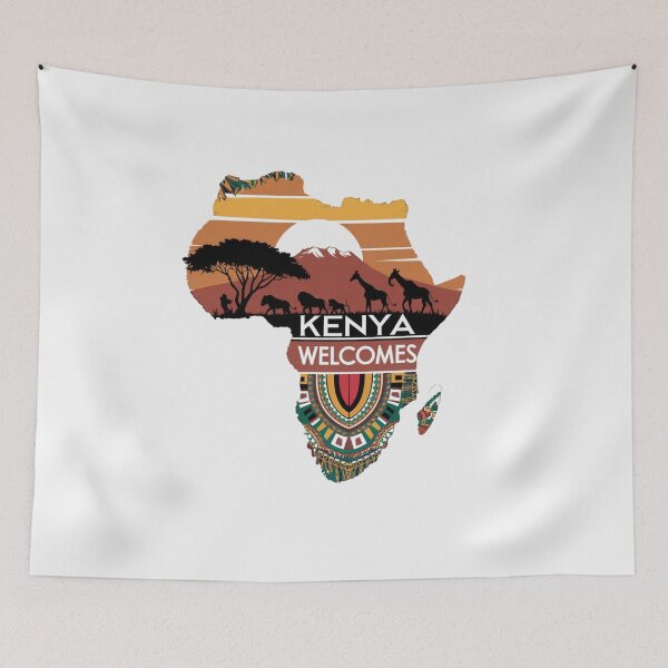 Item preview, Kenya Welcomes Flag Map Safari, Masai, Nairobi designed and sold by AnimalsDH305.