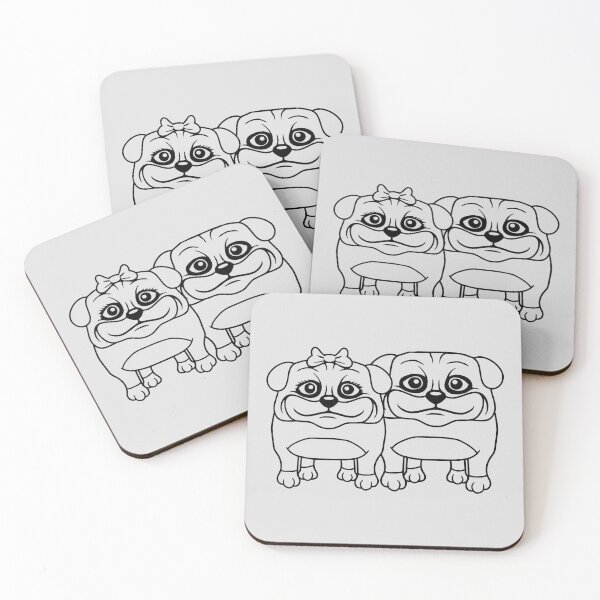 Item preview, 2 Dogs Pug Man Woman Couple Two In Love Love Valentine's Day designed and sold by shirt-o-mat.