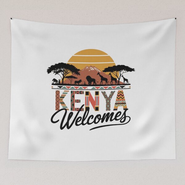 Item preview, Kenya Welcomes Flag Map Safari, Masai, Nairobi designed and sold by AnimalsDH305.