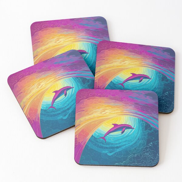 Item preview, Dolphin Swimming in a Wave Painting designed and sold by MagicalOceanArt.