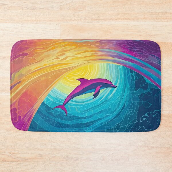 Item preview, Dolphin Swimming in a Wave Painting designed and sold by MagicalOceanArt.