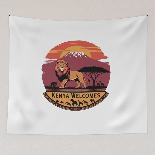 Item preview, Kenya Welcomes Flag Map Safari, Masai, Nairobi designed and sold by AnimalsDH305.