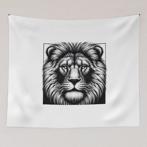 Item preview, Intricate Black-and-White Lion Portrait Design designed and sold by Eiadlight.