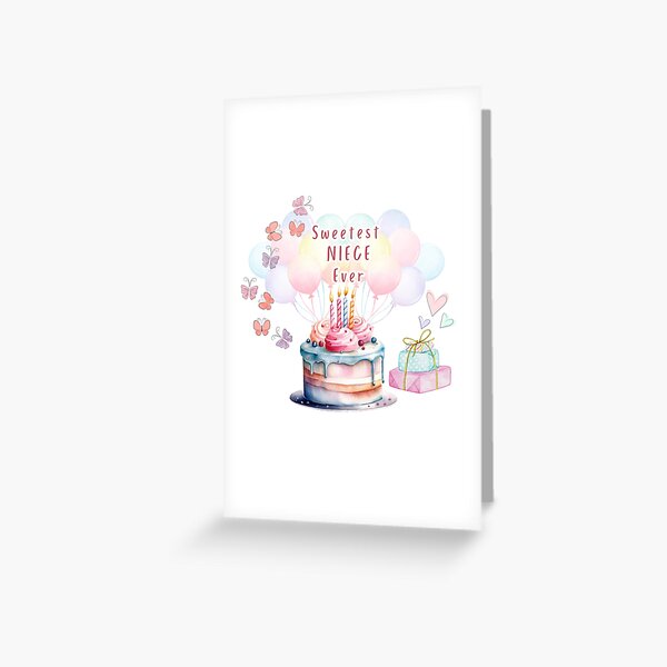 Item preview, Sweetest NIECE Ever 3 - birthday cake, baloons,  pastel designed and sold by AlinaSCorner.