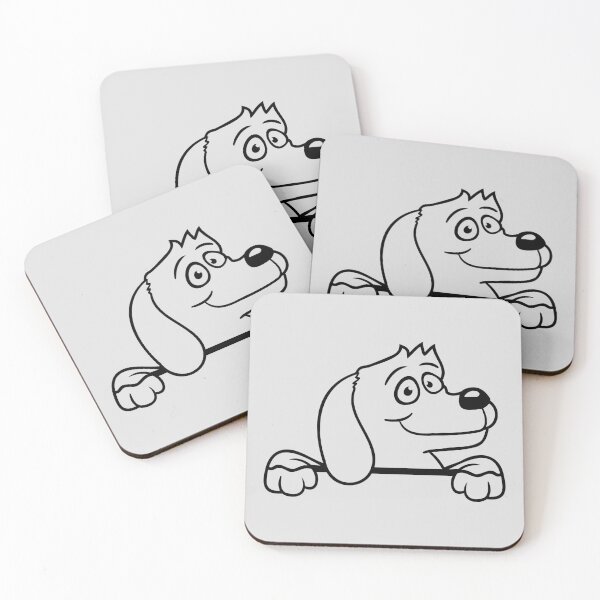 Item preview, Dog Behind Wall Fence Sign Looking Happy Cute Funny Comic Cartoon designed and sold by shirt-o-mat.