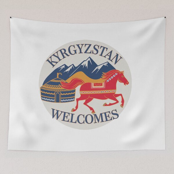 Item preview, Kyrgyzstan Welcomes Flag Map Yurt, Bishkek, Lake Issyk-Kul designed and sold by AnimalsDH305.