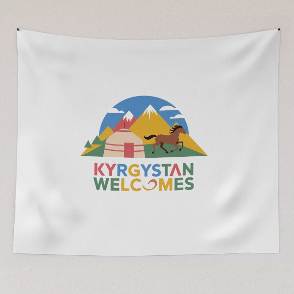 Item preview, Kyrgyzstan Welcomes Flag Map Yurt, Bishkek, Lake Issyk-Kul designed and sold by AnimalsDH305.