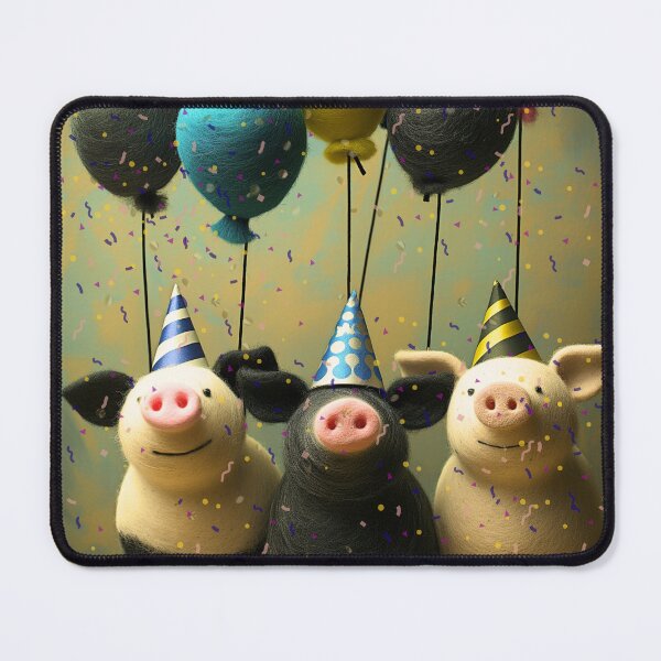 Item preview, Felted Party Pigs with Balloons and Confetti designed and sold by TringTringCards.