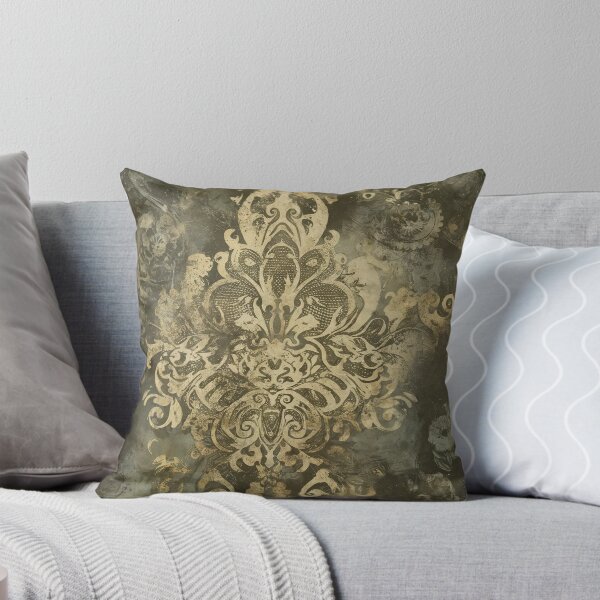Item preview, Goth Grunge Vintage Floral Damask Pattern in Army Green designed and sold by SamJanner.