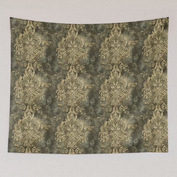 Item preview, Goth Grunge Vintage Floral Damask Pattern in Army Green designed and sold by SamJanner.