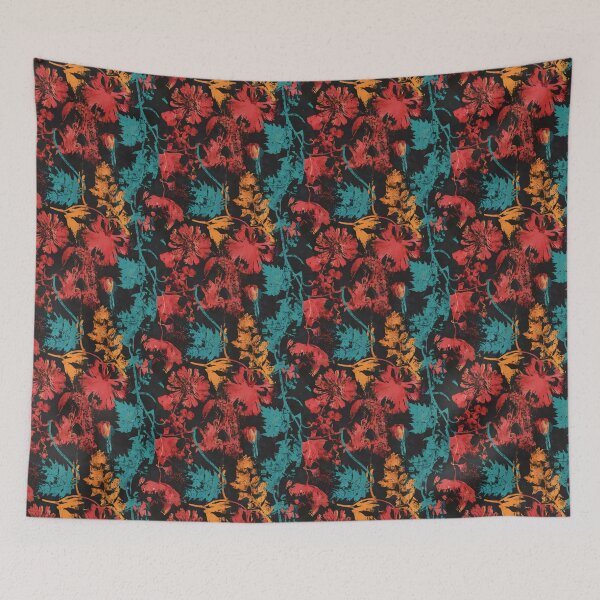 Item preview, Goth Grunge Vintage Floral Pattern against Black designed and sold by SamJanner.