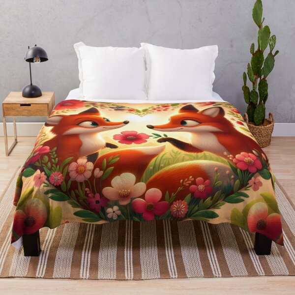 Item preview, Charming Foxes in Flower Meadow designed and sold by Mechanical-Artt.