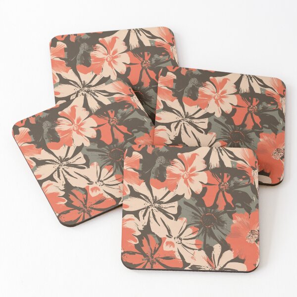 Item preview, Grunge Vintage Floral Pattern with Taupe and Red designed and sold by SamJanner.