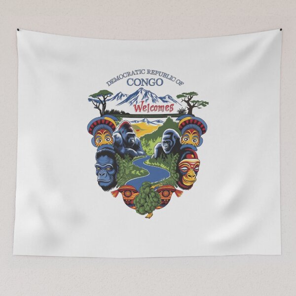 Item preview, Congo Democratic Republic Welcomes Flag Map Tropical jungle, Congo River designed and sold by AnimalsDH305.