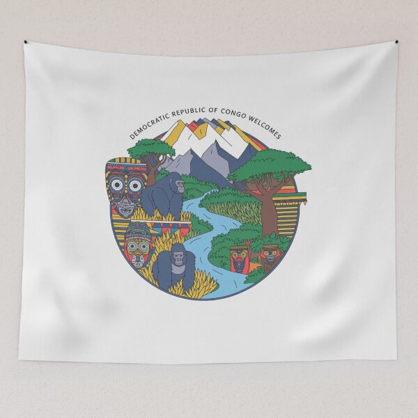 Item preview, Congo Democratic Republic Welcomes Flag Map Tropical jungle, Congo River designed and sold by AnimalsDH305.
