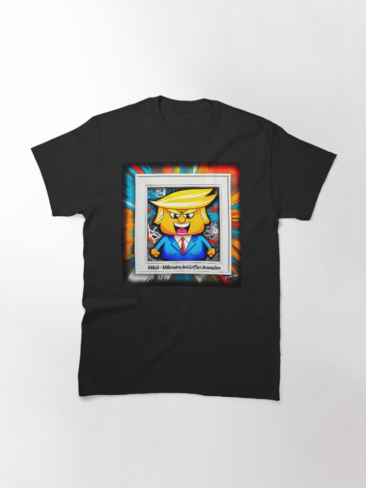 Imagen 3 de 7, Camiseta clásica con la obra Sátira política de EE. UU.: graffiti de Trump MAGA, diseñada y vendida por Drone-tees.