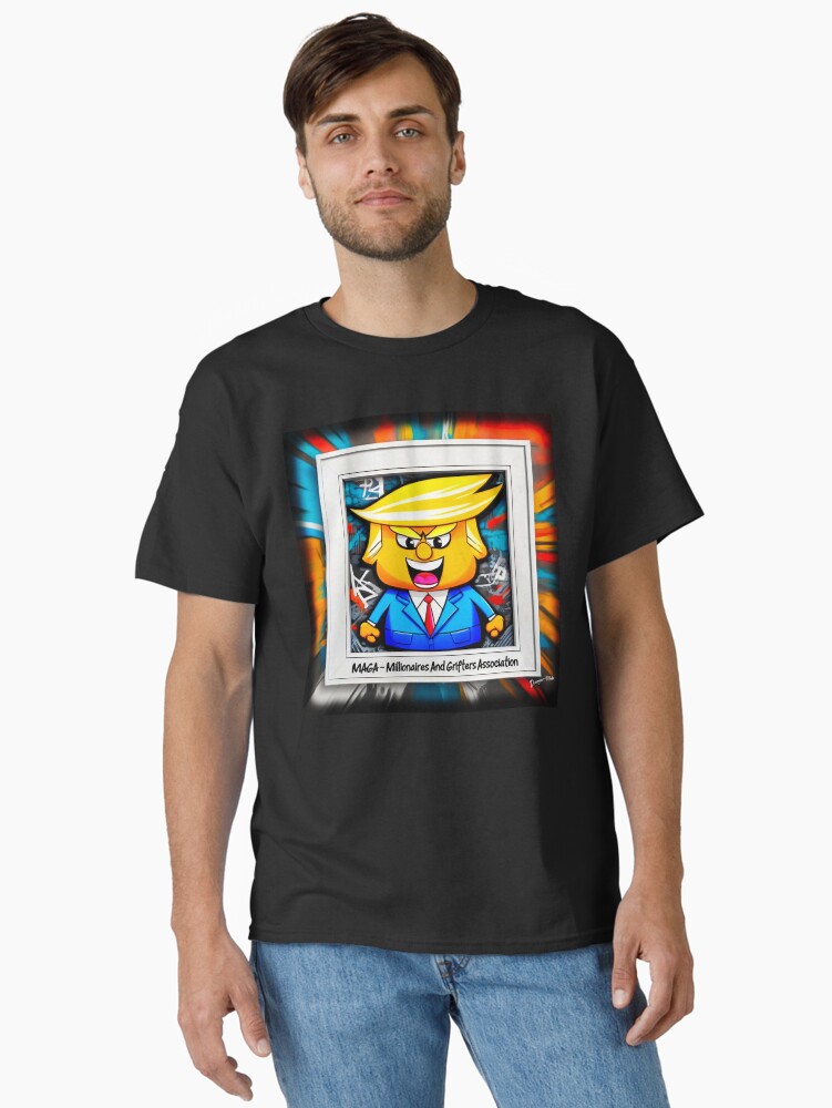 Imagen 1 de 7, Camiseta clásica con la obra Sátira política de EE. UU.: graffiti de Trump MAGA, diseñada y vendida por Drone-tees.